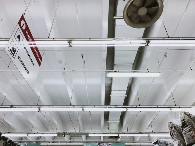 large exhaust fan in commercial setting